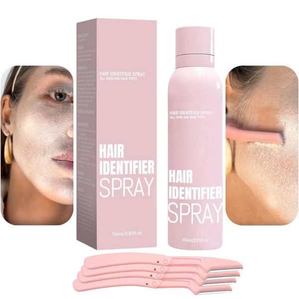 Hair Identifier Spray + 4 Pcs Face Razor Kit for Women
