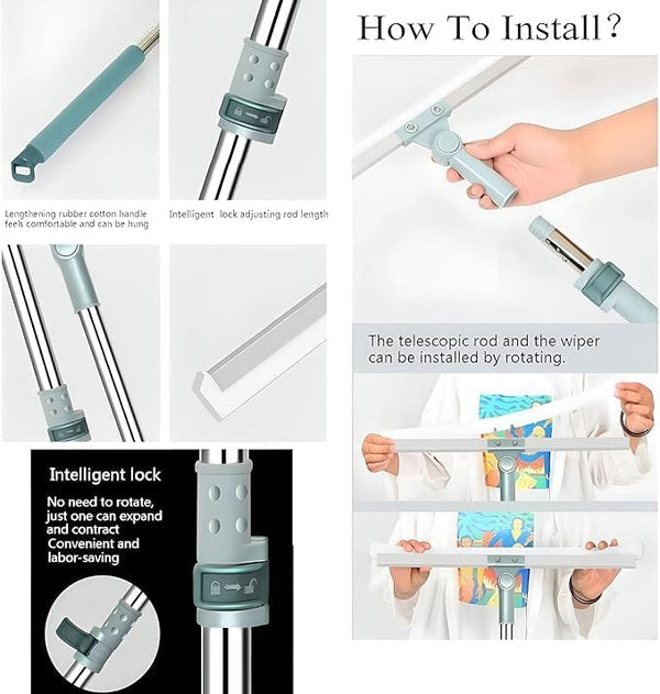 Slim Floor Squeegee Mop With Telescopic Handle