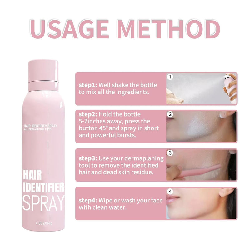 Hair Identifier Spray + 4 Pcs Face Razor Kit for Women