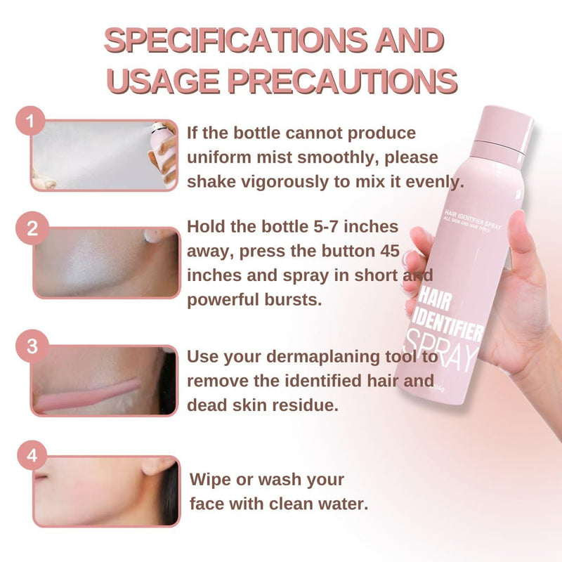 Hair Identifier Spray + 4 Pcs Face Razor Kit for Women