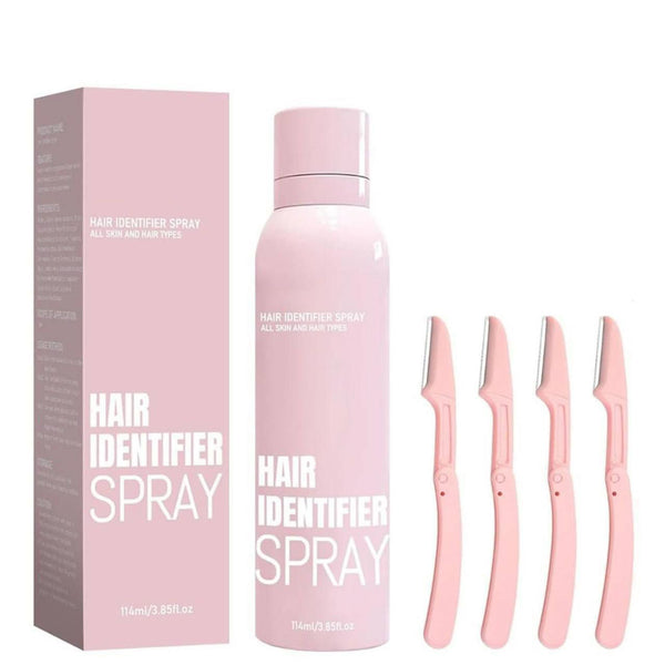 Hair Identifier Spray + 4 Pcs Face Razor Kit for Women