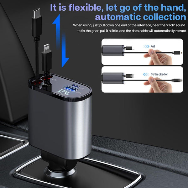 120W 4 in 1 Retractable Car Charger
